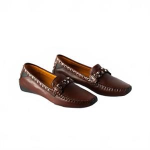 NEW ROBERT ZUR women's twisted galaxy loafer in luggage brown leather